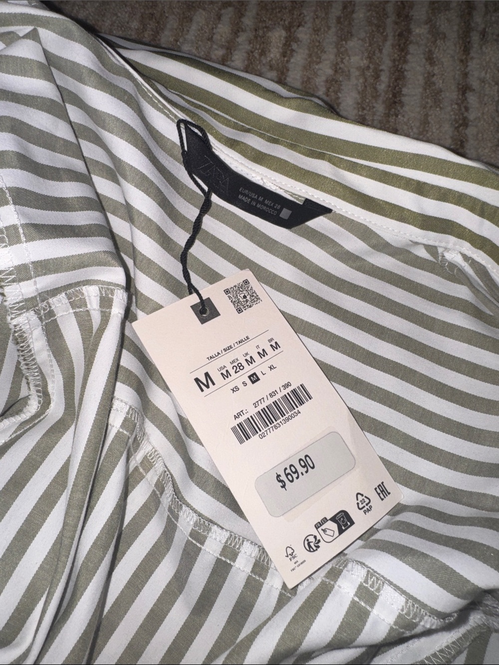 ZARA WOMEN LONG SLEEVES BELTED STRIPED SHIRT MIDI DRESS - Picture 3 of 3